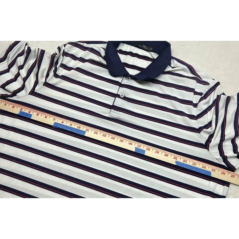 RLX Ralph Lauren Men's XL Dri Fit Polo, Wolf Creek, Stripes, Red/White/Blue‎